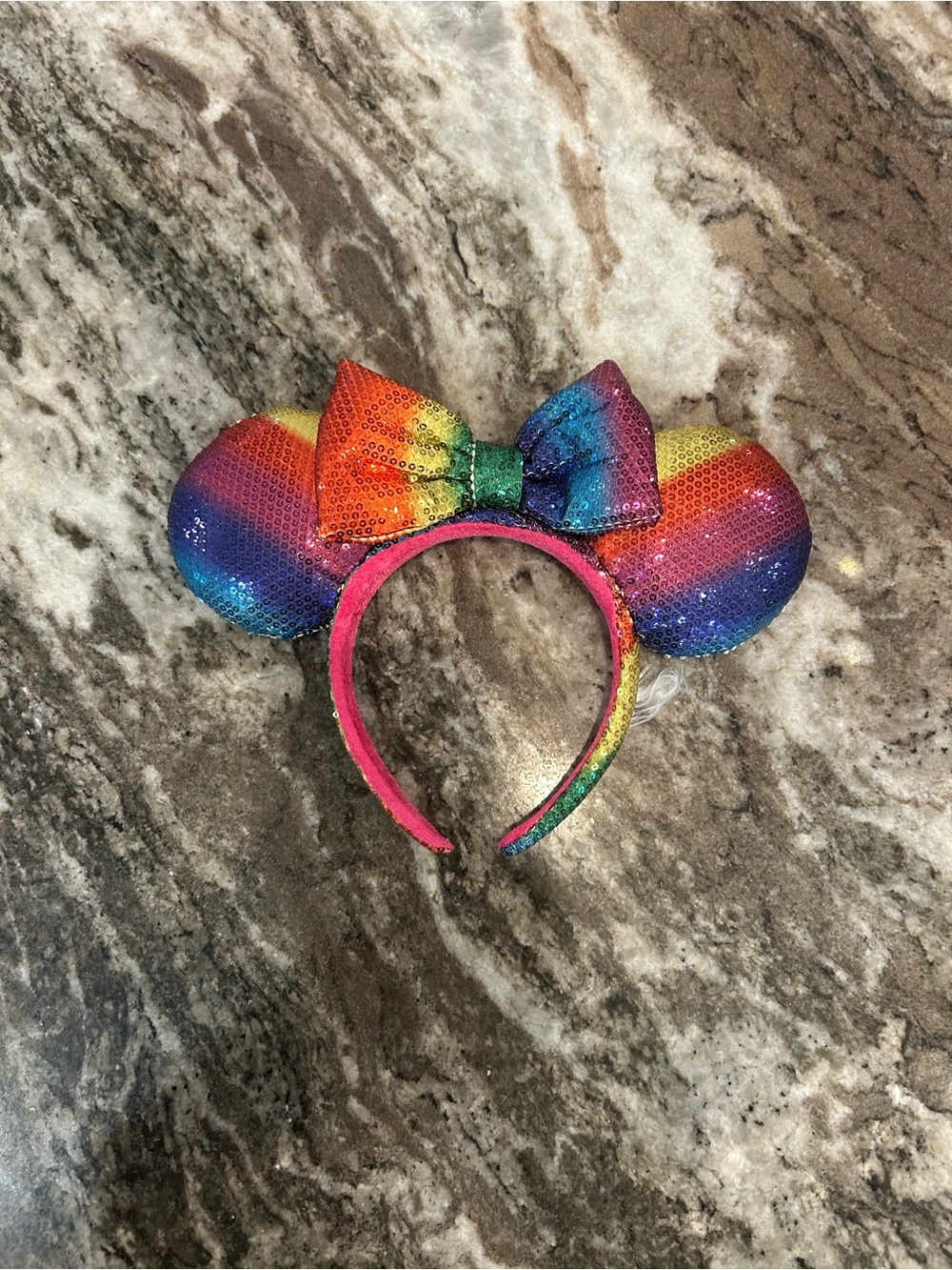 Disney Parks Rainbow Sequin Minnie Ears Headband no tag GUC